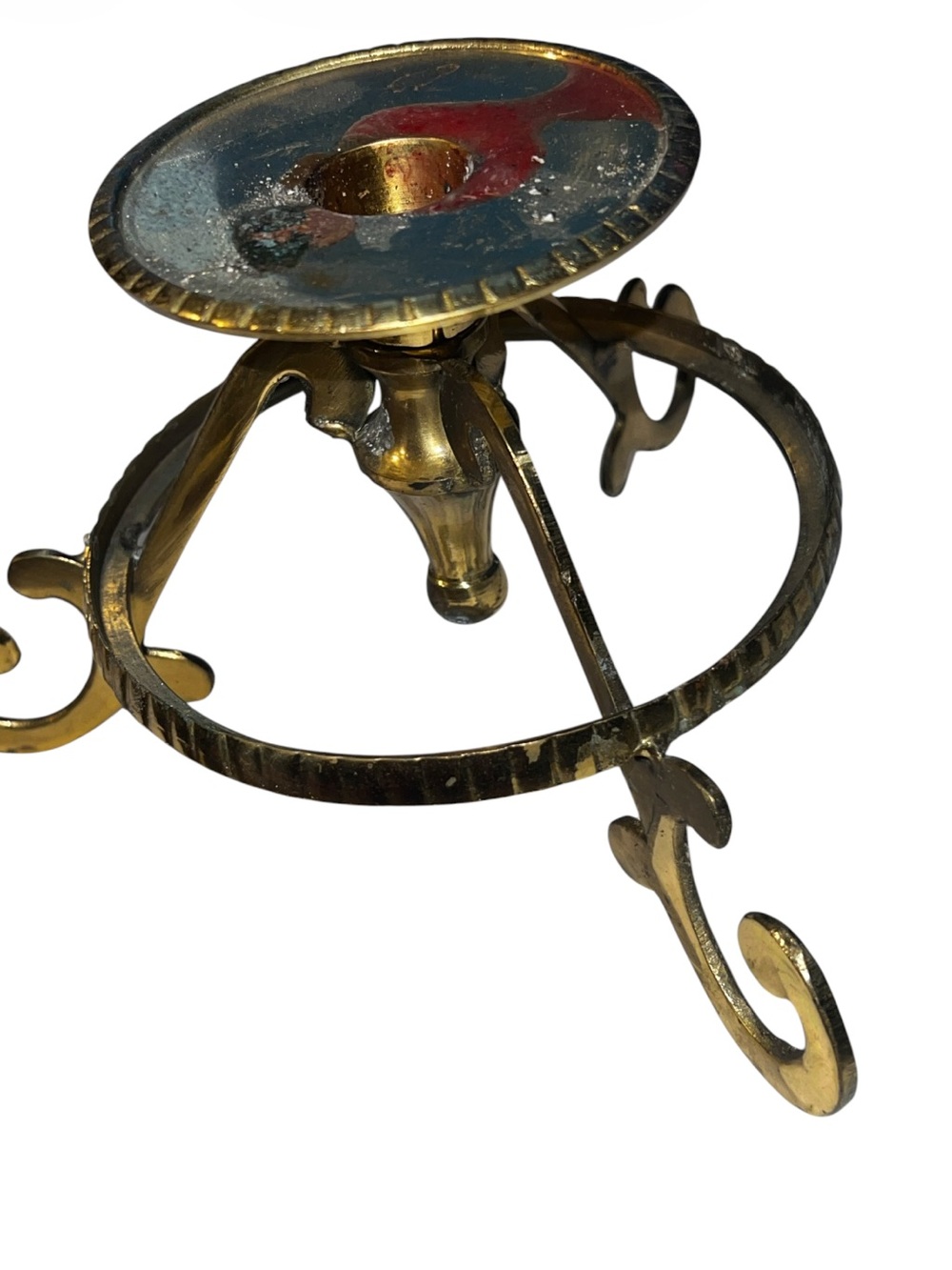 Brass Finish Scroll-Base Candle Holder - Gold - Picture 4 of 5